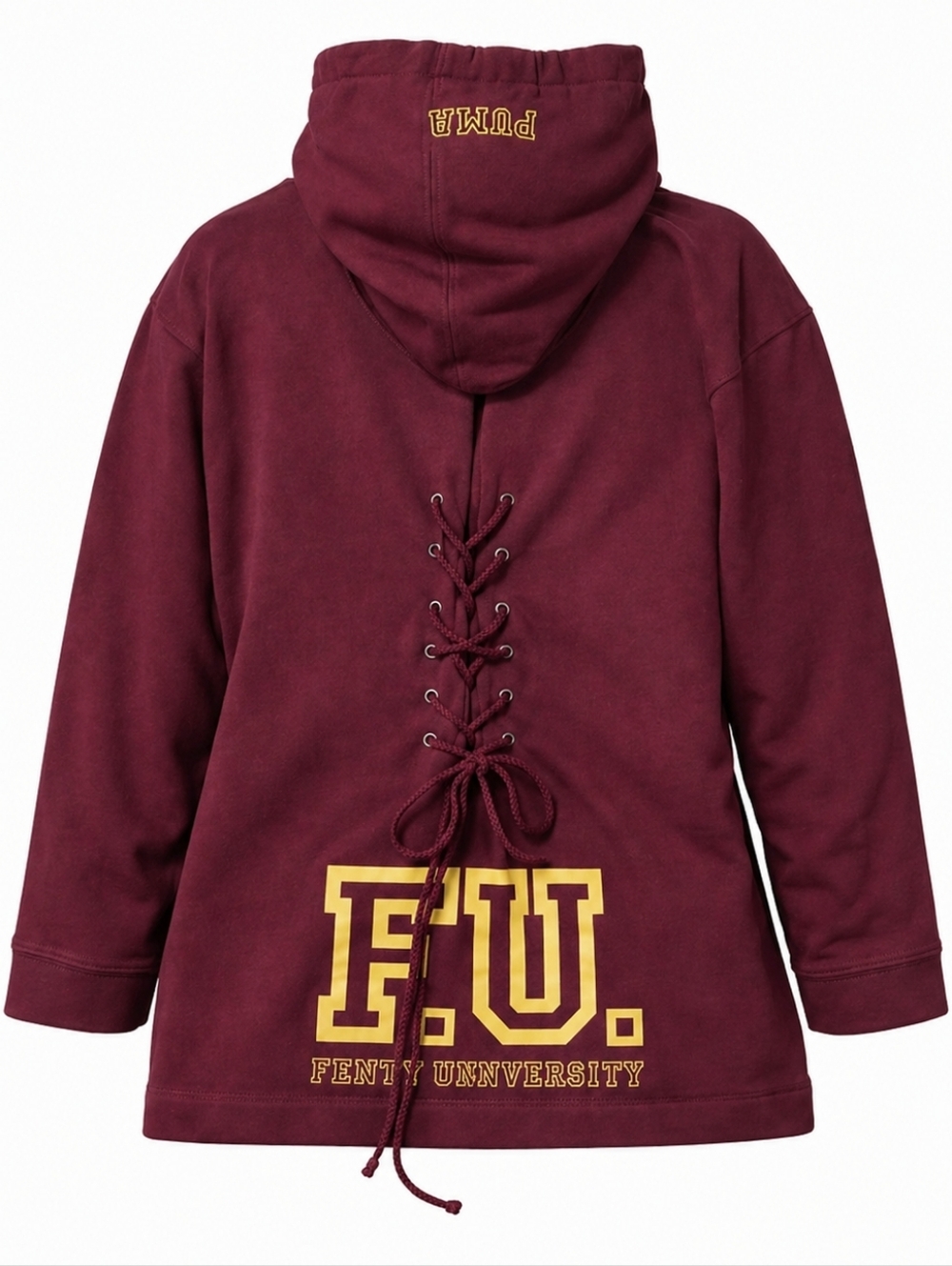 Puma X FENTY Back Lace Hoodie Large Oversized Burgundy Sweatshirt